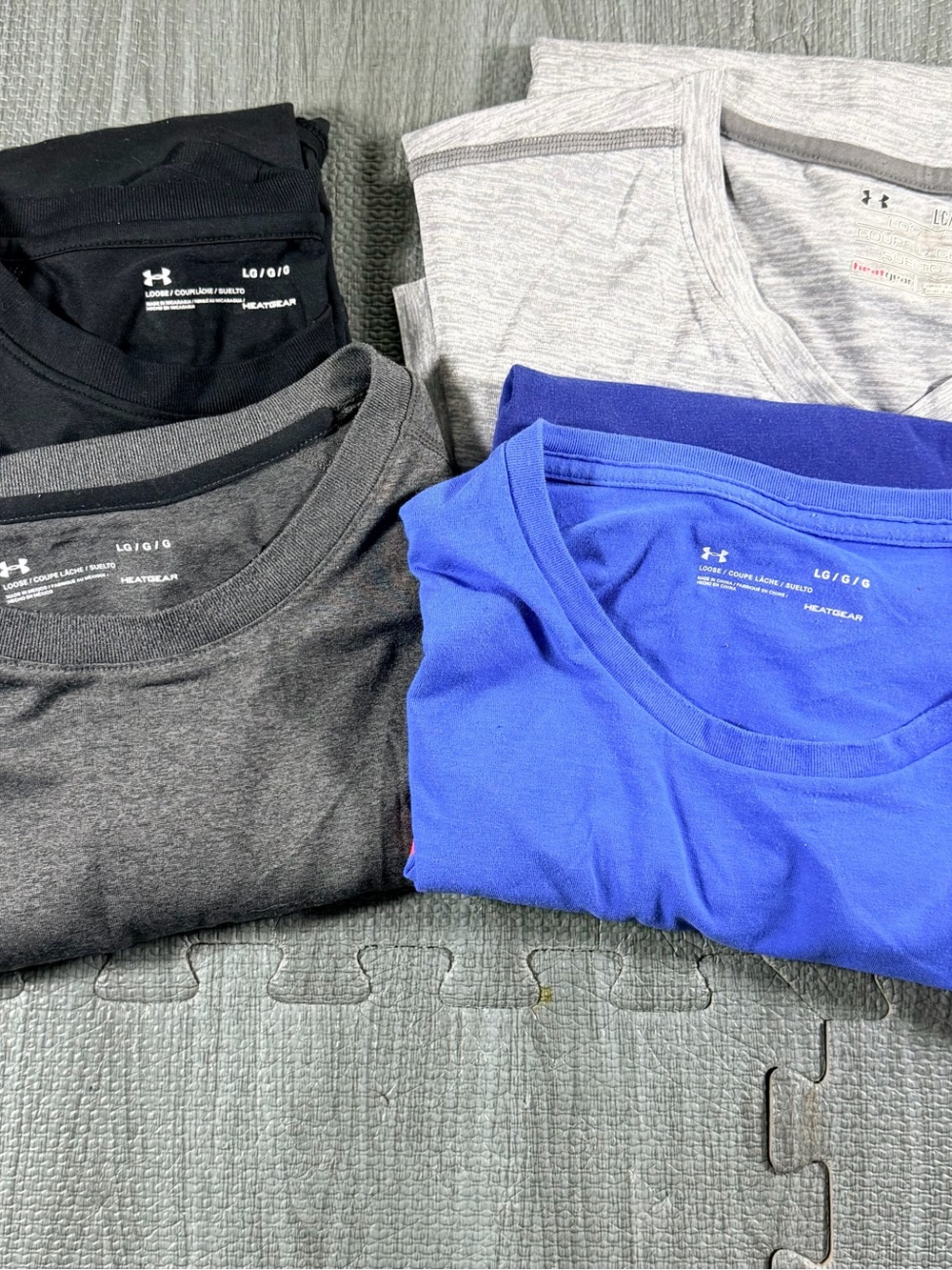 Under Armour Men’s Large Shirt Lot 4 HeatGear Athletic Workout USA Logo L